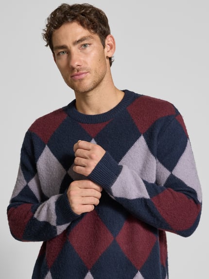 Wood Wood Strickpullover mit gerippten Abschlüssen Modell 'Jan' Marine 3