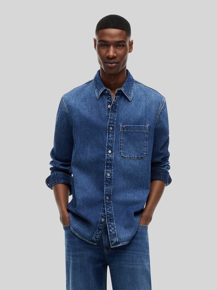 Tommy Jeans Regular Fit Jeanshemd aus reiner Baumwolle Dunkelblau 4
