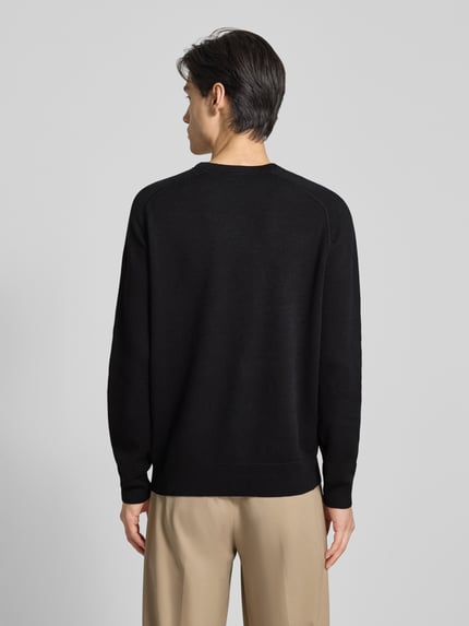 BOSS Regular Fit Strickpullover aus Baumwoll-Schurwoll-Mix Modell 'HIDONEO' Black 5