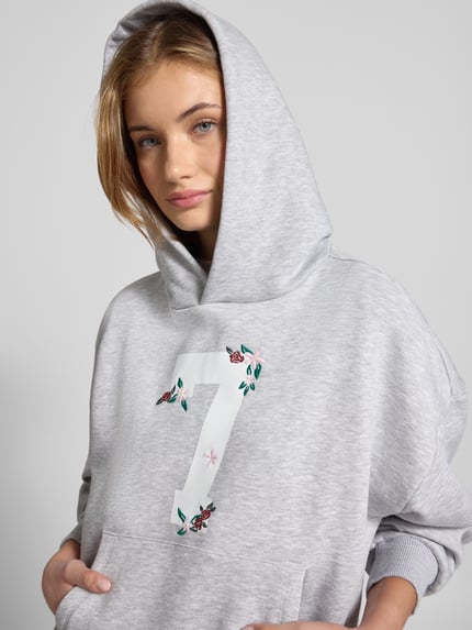 REVIEW Bluza z kapturem i kieszenią kangurką Jasnoszary melanż 3