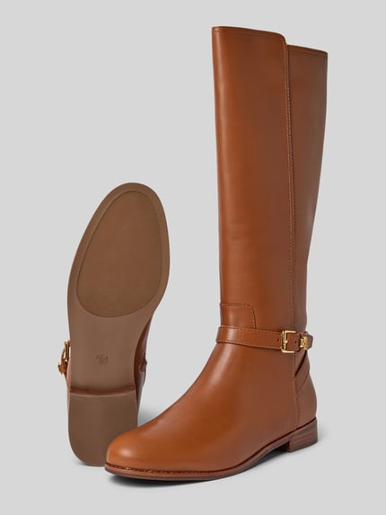 Lauren Ralph Lauren Leren laarzen met doornsluiting, model 'BROOKE' Cognac - 4
