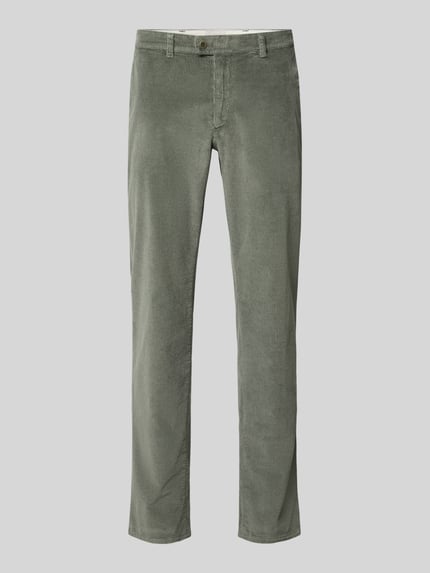 Produktfoto, Modern Fit Cordhose aus Baumwoll-Mix Modell 'Fabio' von Brax, schmale Herren Hose in Olivgrün, feine Rillenstruktur