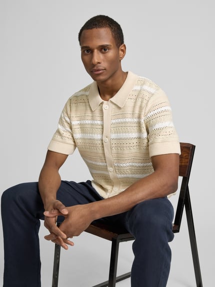 Selected Regular Fit Freizeithemd mit Polokragen Modell 'PALO' Offwhite 3