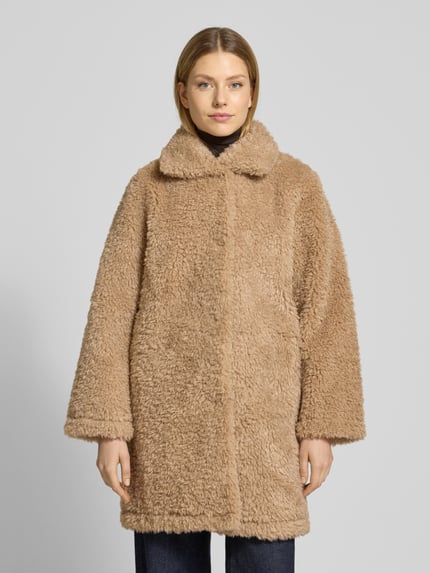 Jake*s Casual Regular Fit Mantel aus Teddyfell mit Umlegekragen Camel 4