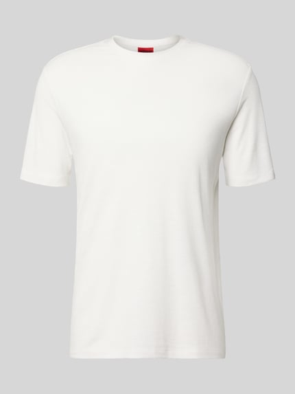 Produktfoto, Regular Fit T-Shirt aus Lyocell-Leinen-Mix Modell 'DULEROSTEE' von HUGO in Weiß, unifarben, feine Textur, Rundhals, kurzarm