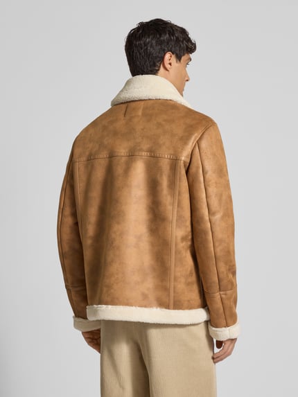 MCNEAL Regular Fit Jacke mit Kunstfellkragen in Leder-Optik Cognac 5