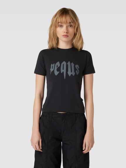 PEQUS T-shirt met labelprint Zwart - 4