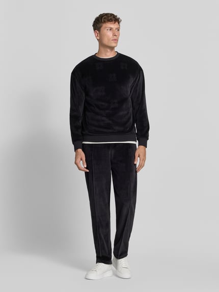 HUGO Sweatshirt mit Samtstruktur Modell 'VELORO' Black 1