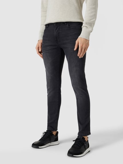 REVIEW Skinny Fit Jeans mit Label-Patch Black 4