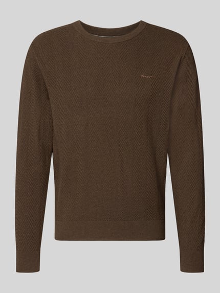 Produktfoto, brauner Regular Fit Pullover aus Baumwoll-Woll-Mix von GANT mit dezentem Muster und feiner Struktur, Herren Pullover