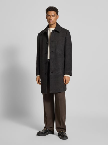 Selected Regular fit lange wollen jas met platte kraag, model 'ARCHIVE' Donkergrijs - 1
