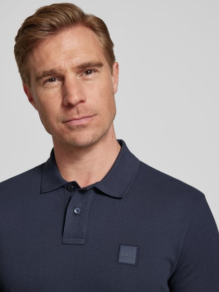 BOSS Orange Poloshirt met labeldetail Marineblauw - 3