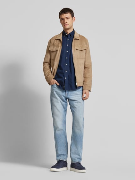 Fynch-Hatton Regular fit vrijetijdsoverhemd met streepmotief, model 'All Season' Marineblauw - 1