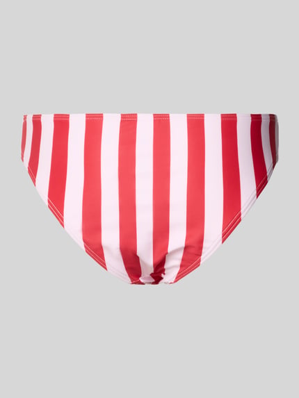 Produktfoto, Bikini-Slip mit elastischem Bund Modell 'BAOMI' von Pieces, Optik:Allover-Muster, Bundabschluss: Elastisch, rot-weiß gestreift.