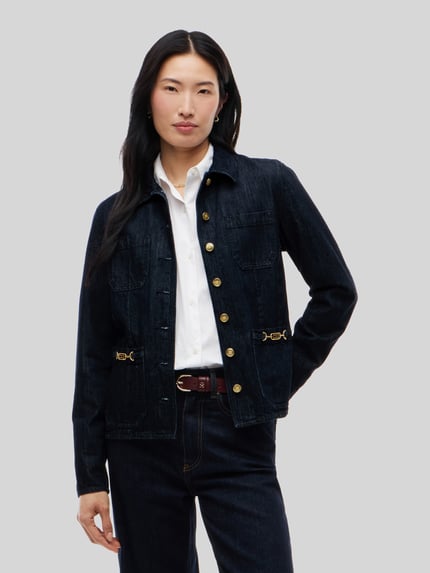 Tommy Hilfiger Jeansjacke mit goldfarbenen Kettendetails Jeansblau 4