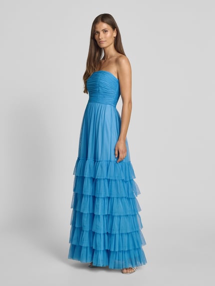 Jake*s Cocktail Maxi-jurk van tule in laagjeslook Jeansblauw - 1