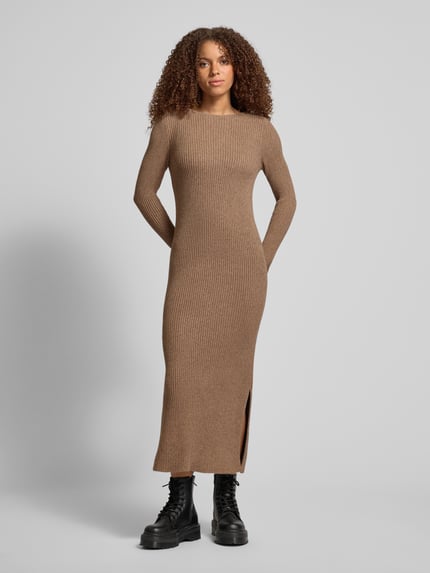 ONLY Gebreide maxi-jurk met boothals Hazelnoot gemêleerd - 4