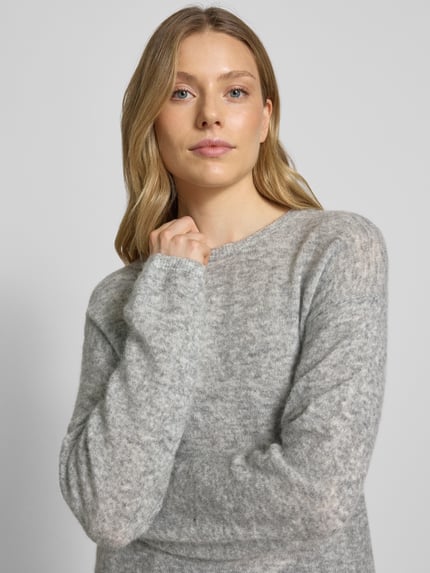 MOS MOSH Loose Fit Strickpullover mit Woll-Anteil Modell 'Mape' Mittelgrau Melange 3