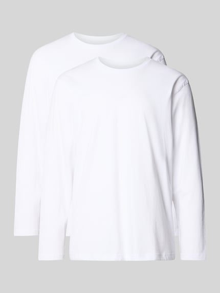 Produktfoto, Longsleeve mit Rundhalsausschnitt van GÖTZBURG 1889 voor heren, puur katoen, regular fit, labeldetail, wit, glad oppervlak