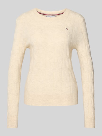 Tommy Hilfiger Regular Fit Strickpullover aus reiner Wolle Ecru 2