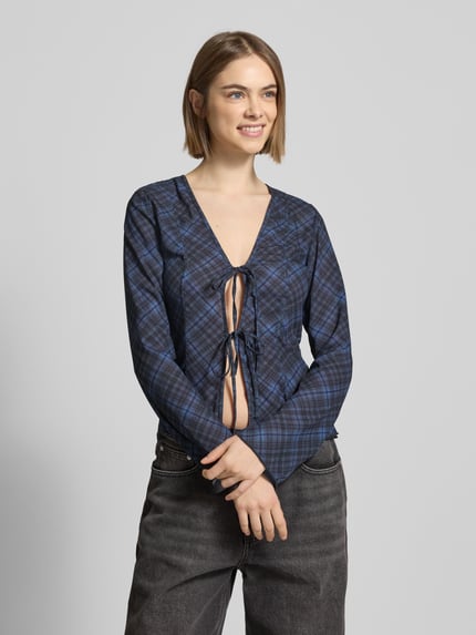 Weekday Hemdbluse mit Schnürverschluss Mittelgrau Melange 4