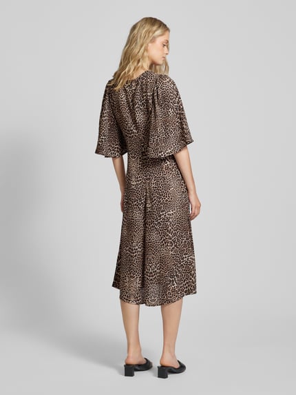 VILA Midikleid mit Animal-Print Modell 'LEILA' Hellbraun 5