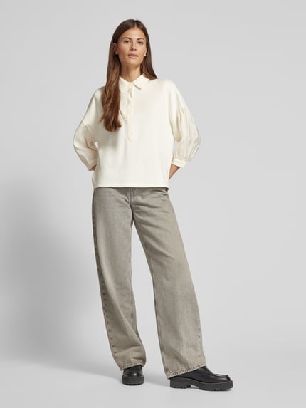 Rich & Royal Sweatshirt mit Hemdblusenkragen Offwhite 1