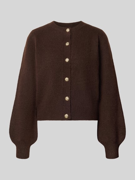 VERO MODA Cardigan mit goldfarbenen Zierknöpfen Schoko 2