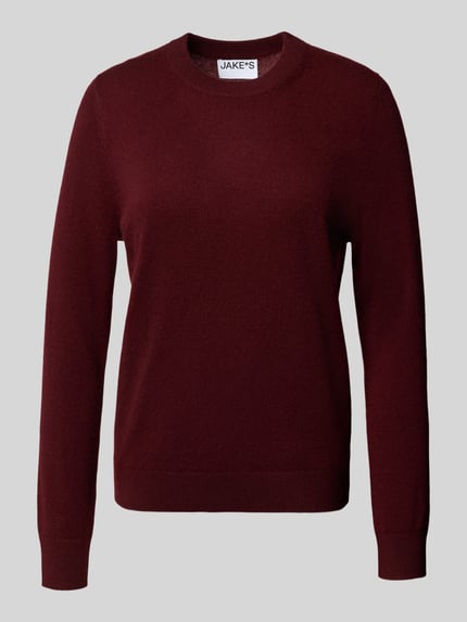Jake*s Casual Sweter z dzianiny z kaszmiru z okrągłym dekoltem Bordowy 2