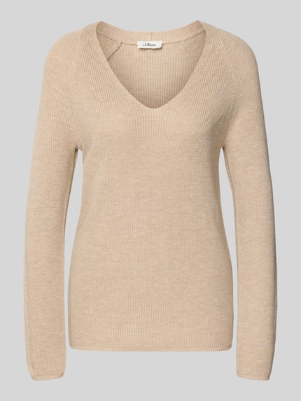 s.Oliver RED LABEL Regular Fit Strickpullover aus Baumwoll-Mix Beige 2