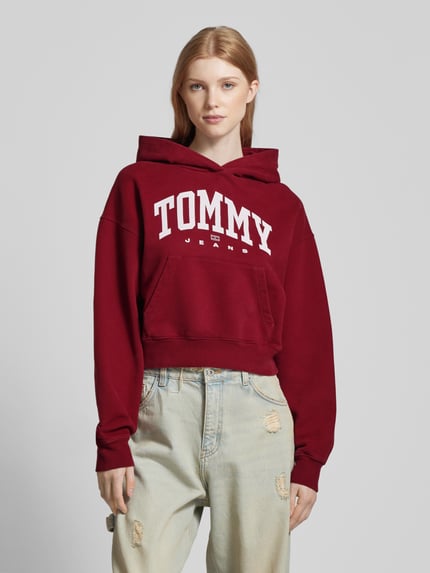 Tommy Jeans Cropped Hoodie mit Label-Print Modell 'VARSITY' Bordeaux 4