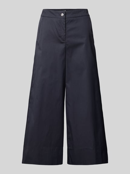 Produktfoto, Culotte mit Gesäßtaschen Modell 'CAROLINE' von MAC in Dunkelblau, Baumwoll-Mix mit Stretch-Anteil, Wide Leg, glatte Textur