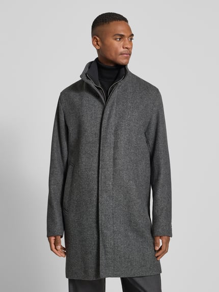 JACK & JONES Premium Mantel aus Woll-Mix mit Stehkragen und Eingrifftaschen Mittelgrau Melange 4