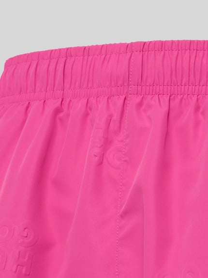 Produktfoto, Regular Fit Badeshorts mit Label-Prägung Modell 'TONAL' von HUGO, efekt: jednolity kolor, krój regular fit, wytłaczane logo, elastyczny ściągacz, wpuszczane kieszenie