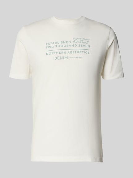 Tom Tailor Denim Regular Fit T-Shirt aus reiner Baumwolle Offwhite 2