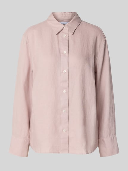 Samsøe Samsøe Regular Fit Leinenbluse mit Hemdblusenkragen Modell 'SANOT' Flieder 2