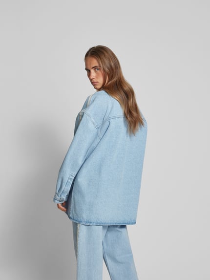 Nanushka oversized jeansjack met platte kraag Jeansblauw - 5