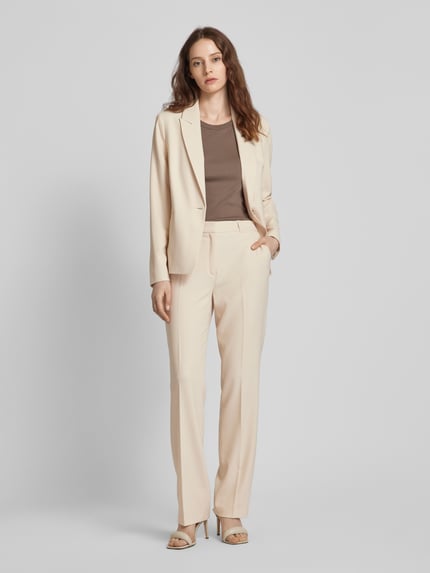 s.Oliver BLACK LABEL Tapered fit stoffen broek met structuurmotief Zand - 1