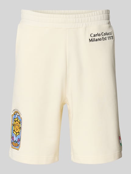 Carlo Colucci Sweatshorts mit Label-Print Offwhite 2