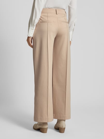 ICHI Wide Leg Stoffhose mit fixierten Bügelfalten Modell 'KATE' Beige 5
