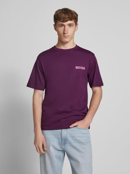 REVIEW Regular fit T-shirt van een mix van katoen en viscose Prune - 4