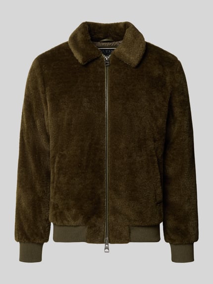 GUESS Regular Fit Bomberjacke mit Zweiwege-Reißverschluss Dunkelgruen 1