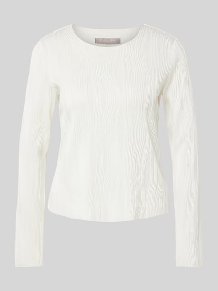 Christian Berg Woman Selection Shirt met lange mouwen en structuurmotief Ecru - 2