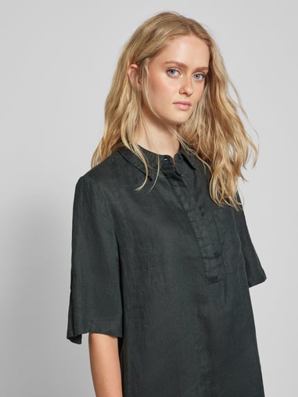 OPUS Knielanges Leinenkleid mit 1/2-Arm Modell 'Walmari' Dunkelgruen 3