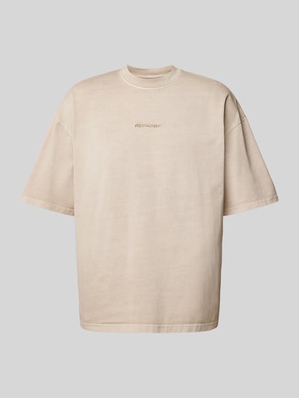 PEGADOR T-shirt o pudełkowym kroju z wyhaftowanym logo Beżowy 2