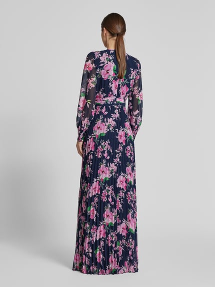 Christian Berg Cocktail Abendkleid mit Plisseefalten Marine 5
