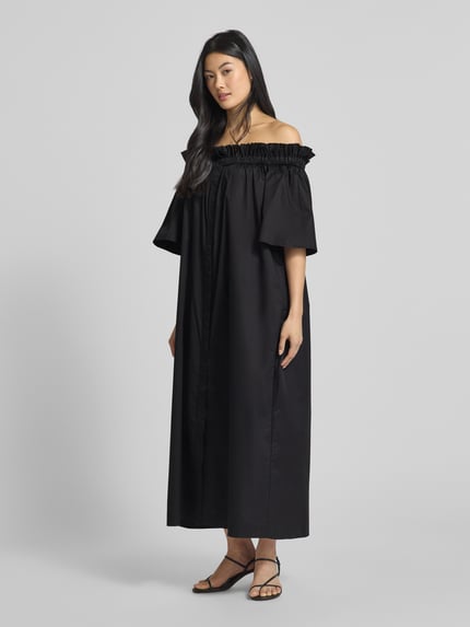 Cph Muse Sukienka midi z listwą guzikową model ‘SHIRLEY-DRESS’ Czarny 1