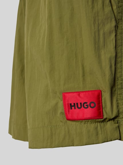 HUGO Regular Fit Badehose mit Label-Patch Modell 'DOMINICA' Khaki 2