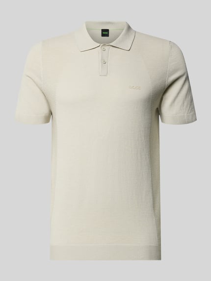 Produktfoto, Poloshirt mit Logo Detail von BOSS Green, Optik: Unifarben, Passform: Regular-Fit, Logo-Print, Polokragen, Bodymapping-Struktur
