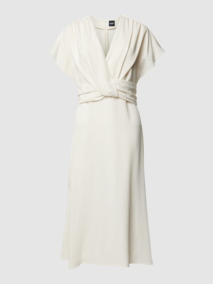 BOSS Midikleid mit V-Ausschnitt Modell 'Debasa' Offwhite 2